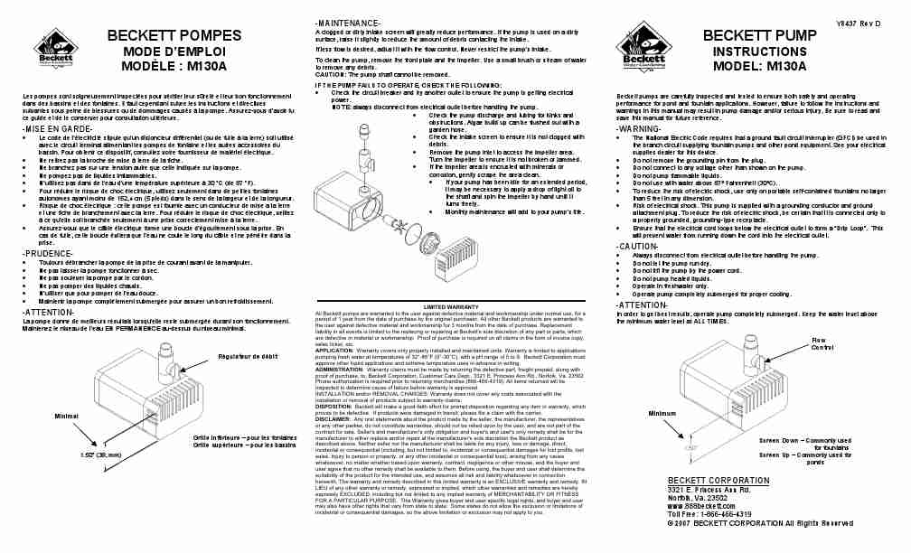 Beckett Water Gardening Plumbing Product M130-page_pdf